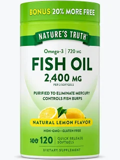 🐟 Fish Oil Natural 2400 mg – 120 Cápsulas Blandas 🍋